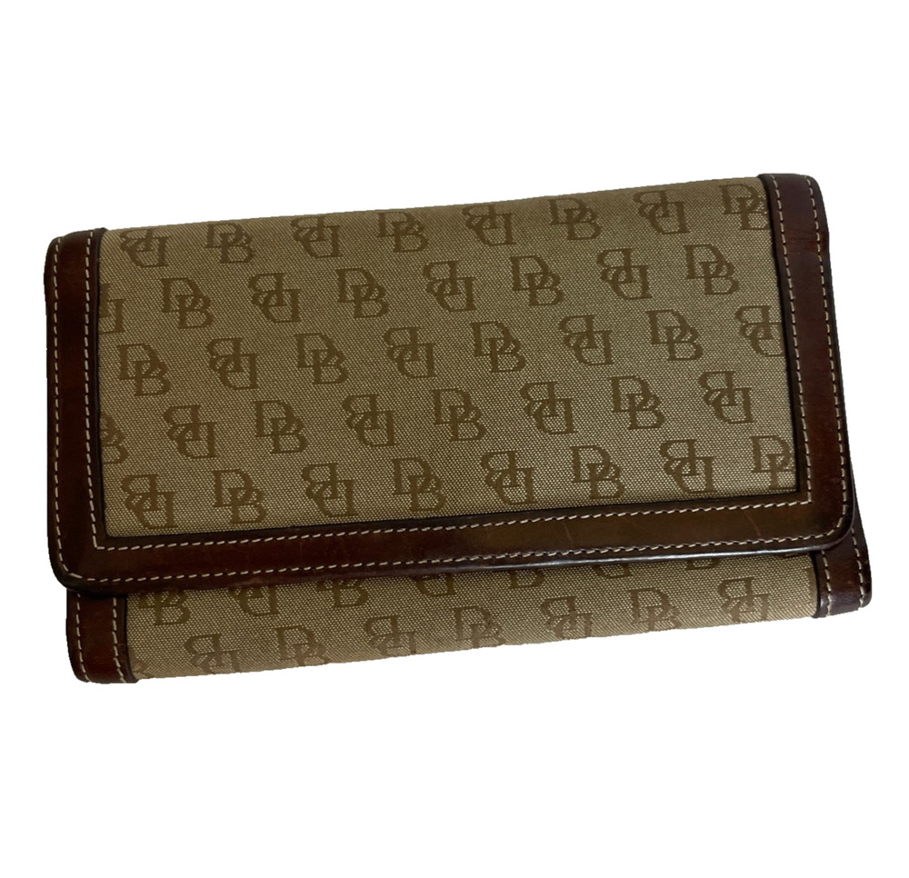 Vintage Dooney & Bourke Tri-Fold Billfold Logo Leather Wallet